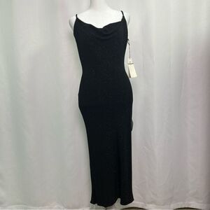 NWT Alexia Armor Dress Women’s Large Black Sequins Spaghetti Strap Backless Midi